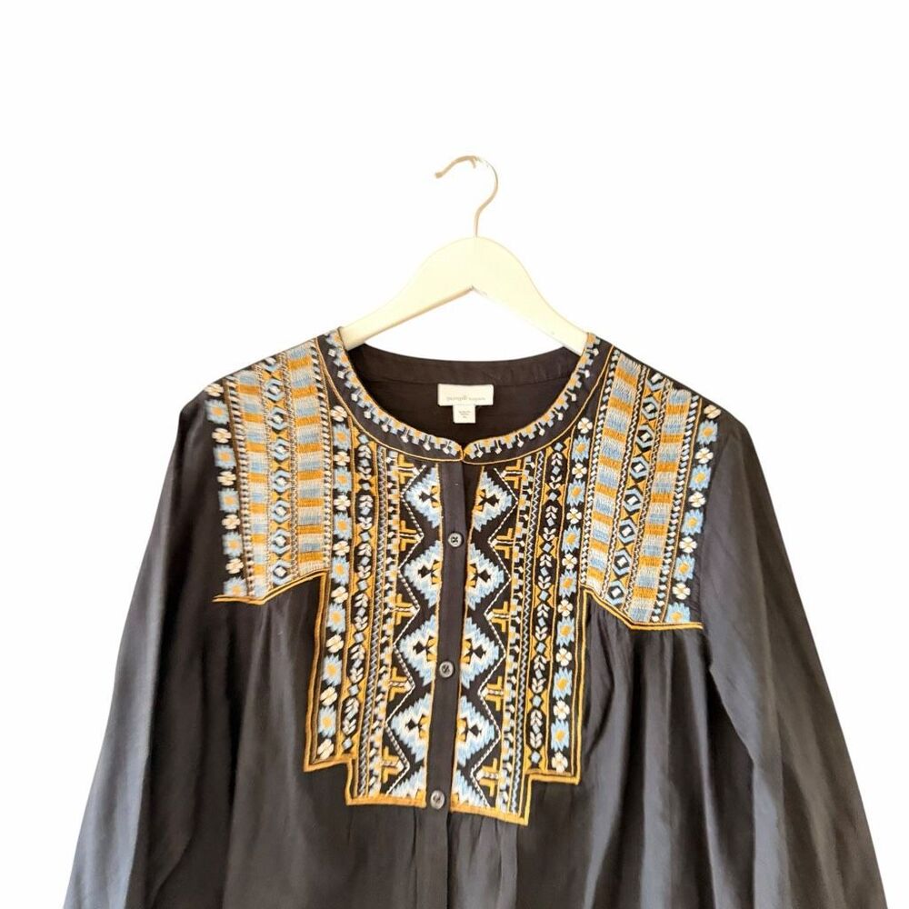 J Jill Pure Elements Embroidered Relaxed Bohemian Festival Blouse SZ XL #2627 - Picture 2 of 15
